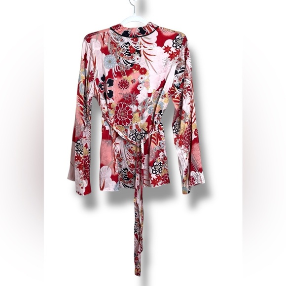 Jonathan Martin Y2K 2000s Silk Floral Blouse Size Small Baddie - Picture 7 of 7